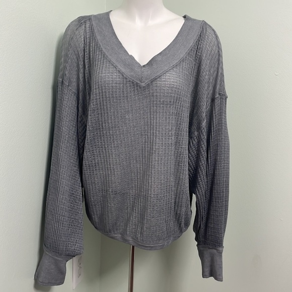 We The Free Super Oversized South Side Thermal Waffle Knit Top - Picture 7 of 12